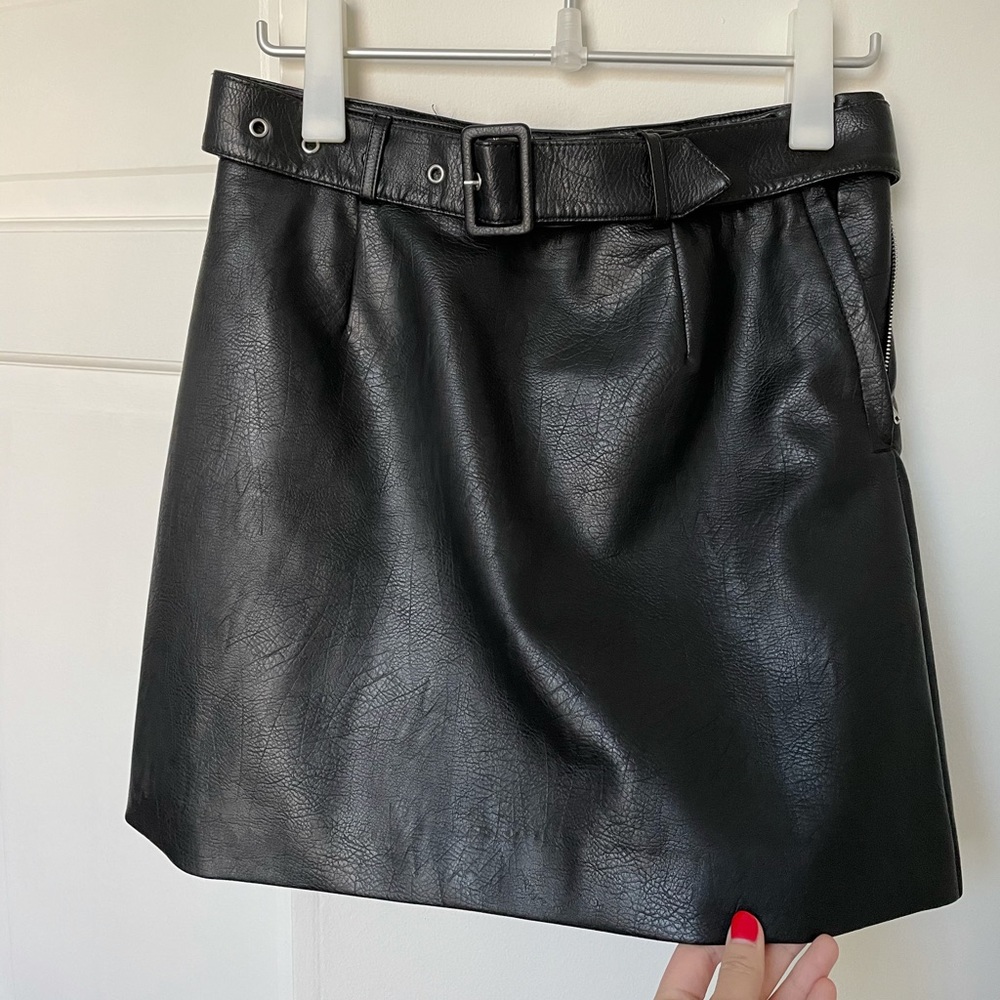 Black faux leather skirt